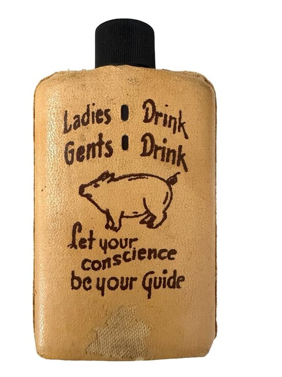 Jerome's Tepee Other - Vintage Jerome's Tepee Grand Island Nebraska Glass Flask Leather Covered Souveni